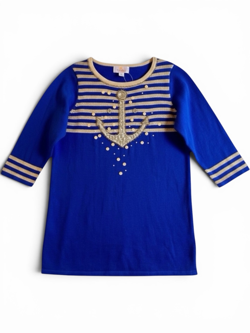 Quacker Factory NWOT Jeweled Anchor Nautical Sweater Top XS